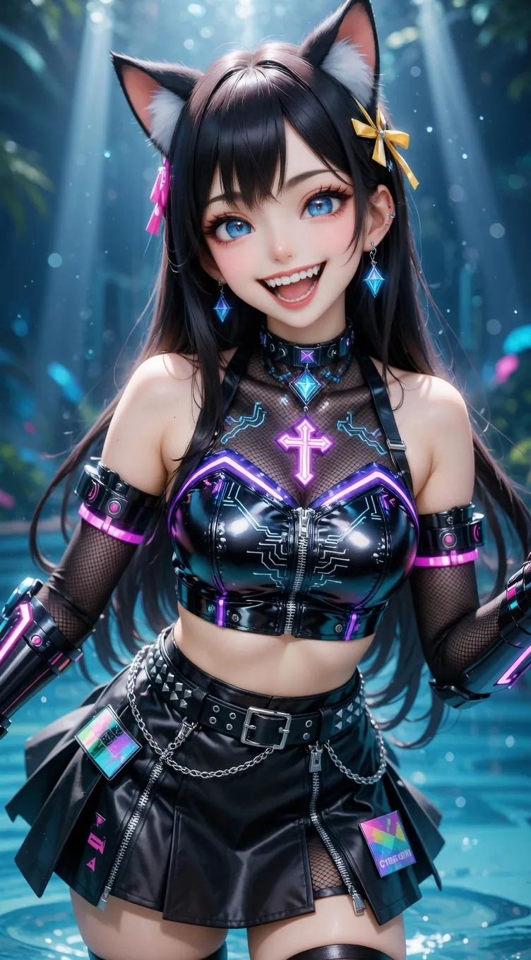 UwU Kitty in black and silver