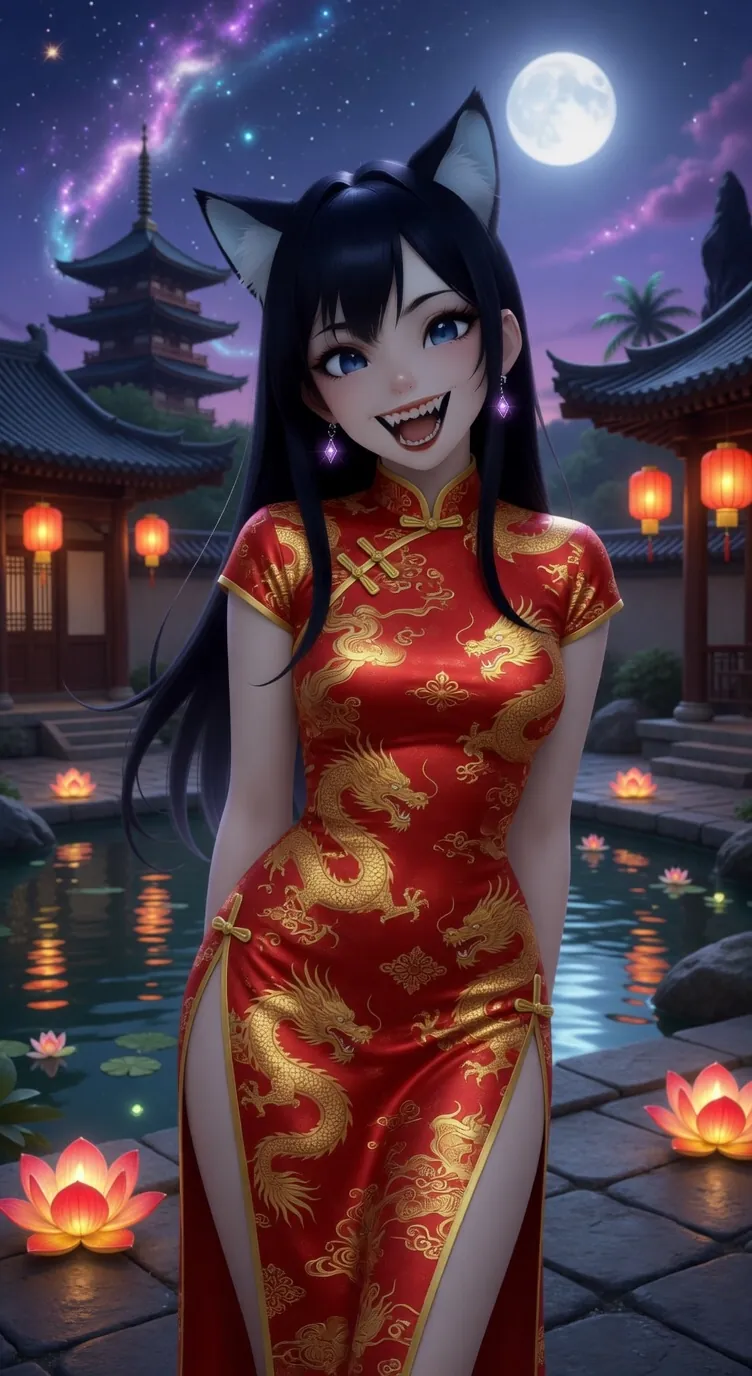 UwU Kitty among red lanterns